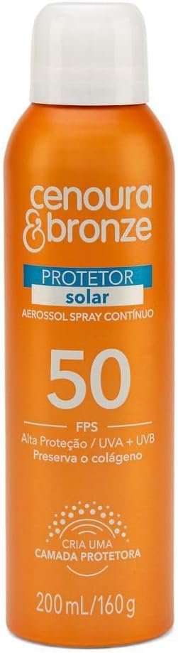 Cenoura e Bronze Protetor Solar Aerossol Cenoura E Bronze Fps50 200Ml