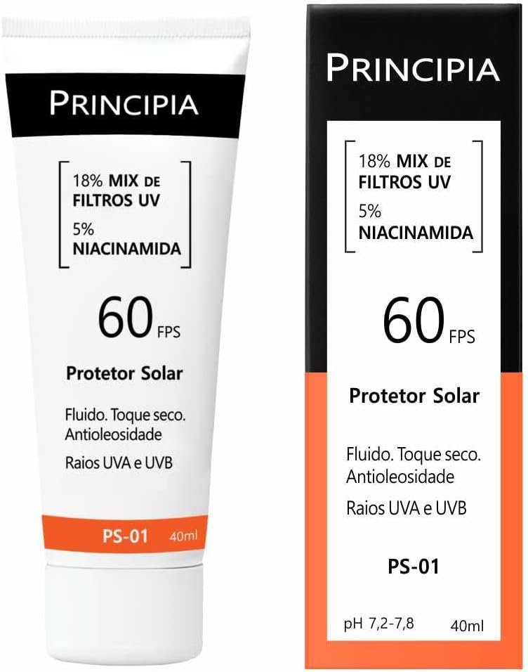 PRINCIPIA, Protetor Solar Facial FPS 60, PS-01, 40ml