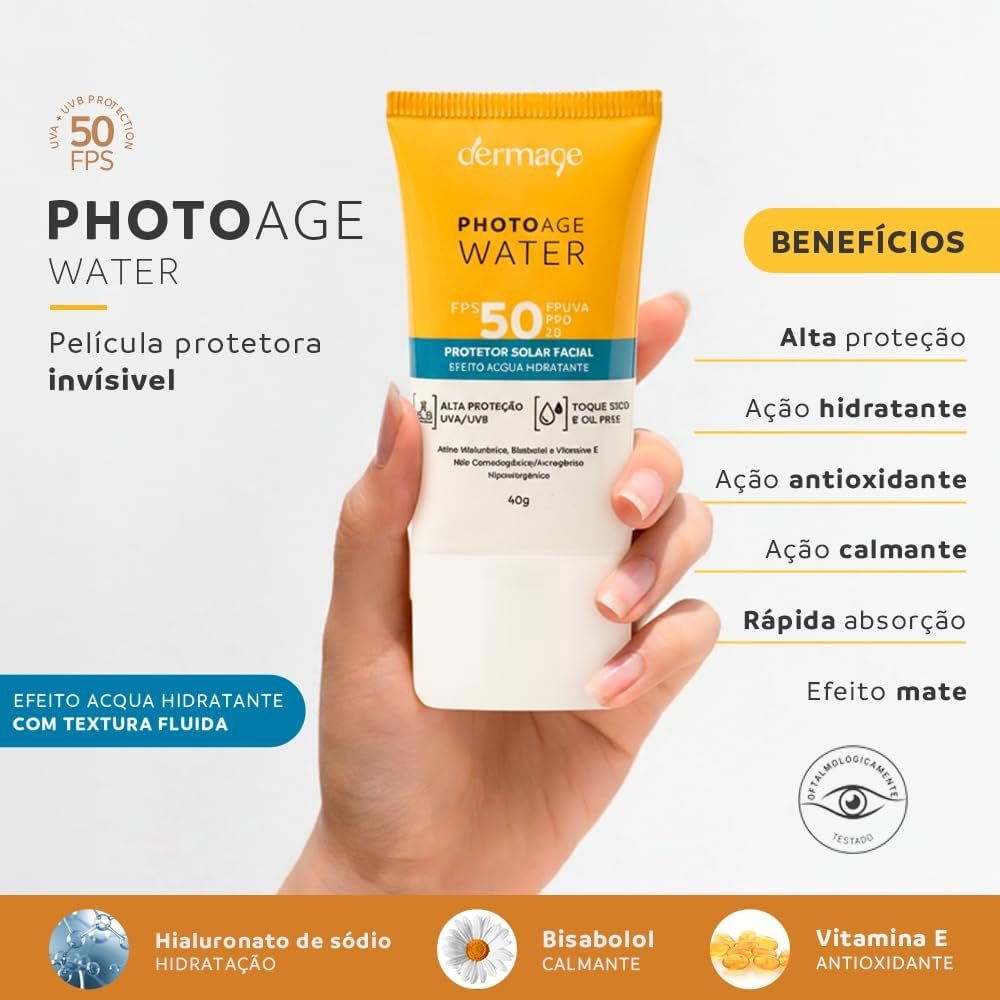 Photoage Water, Protetor Solar Incolor com FPS50 e PPD20, 40g - Image 4