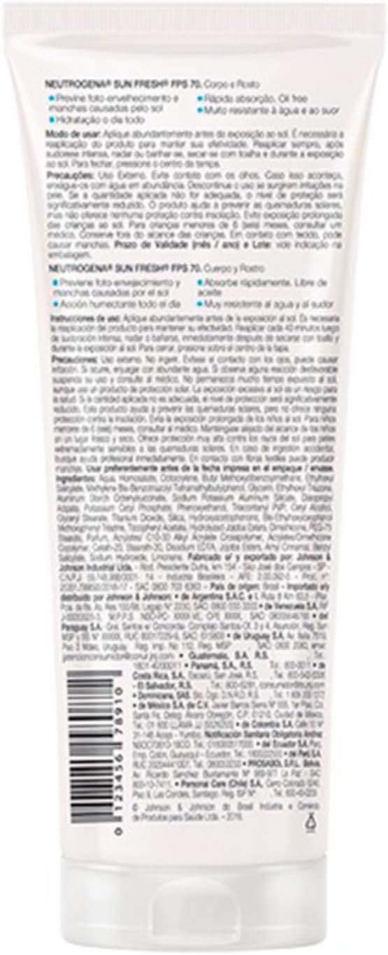 Neutrogena Sun Fresh Protetor Solar Corporal, FPS 70, 200ml - Image 3
