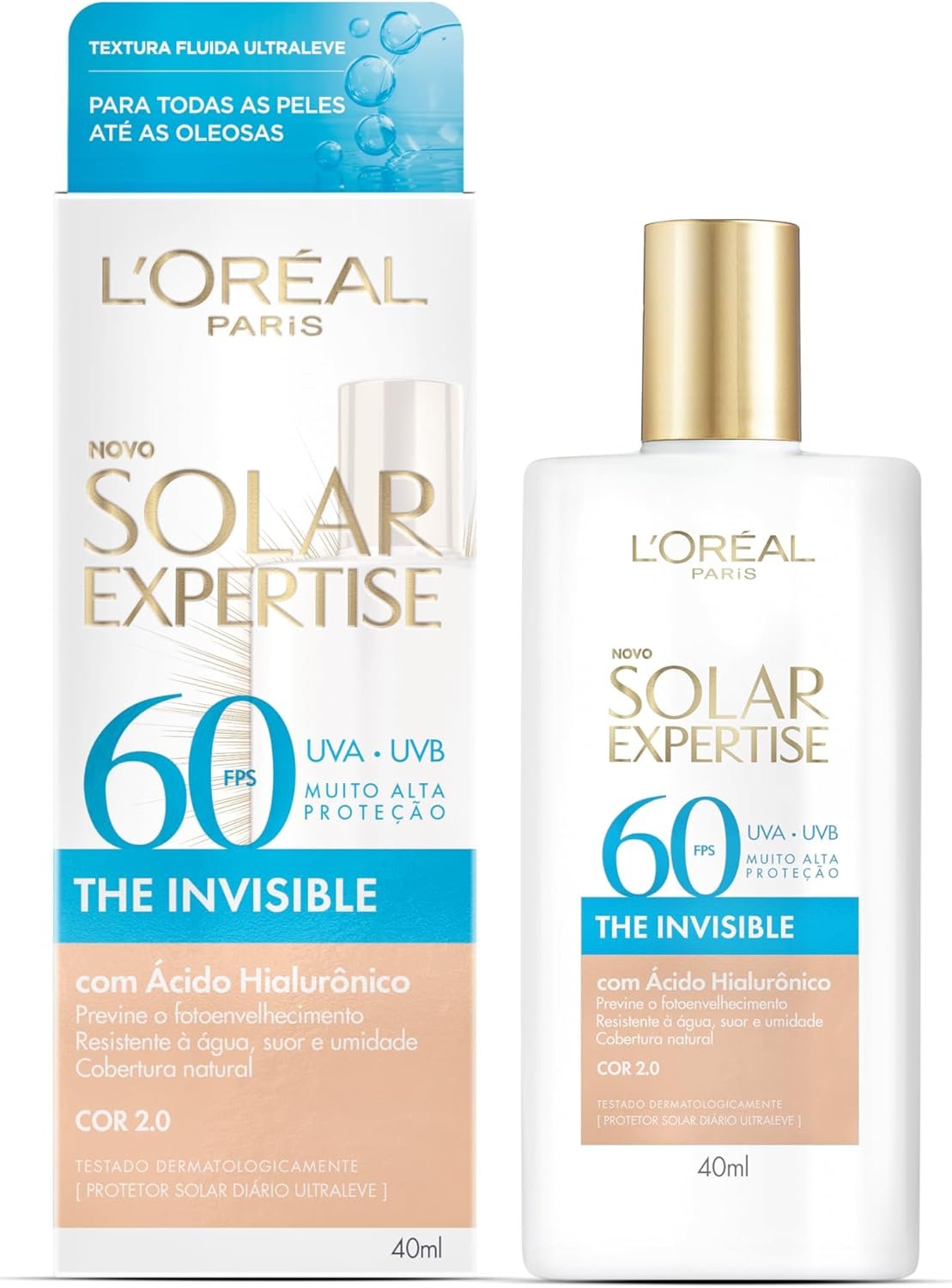 L'Oréal Paris Solar Expertise, Protetor Solar Facial The Invisible Fluido FPS60, 40g